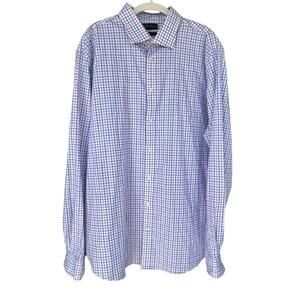 Lauren‎ RL Shirt Men’s 18 38/39 Tall Blue Checked Logo Preppy Academic